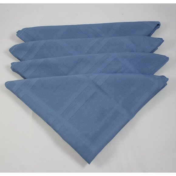 Vintage Blue Patterned Oblong Tablecloth + 4 Napkins 60" x 84" - Picture 4 of 5